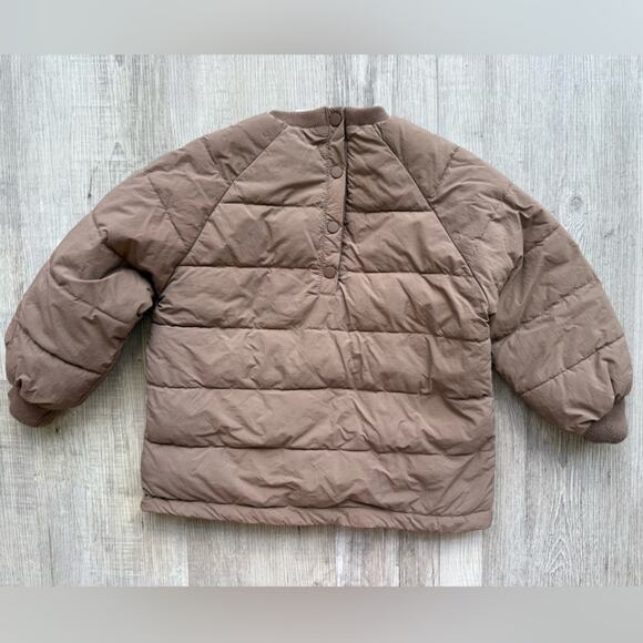 Zara Kids Sz 4-5 Years Mixed Quilted Down Sweatshirt Brown Pullover - Picture 6 of 7